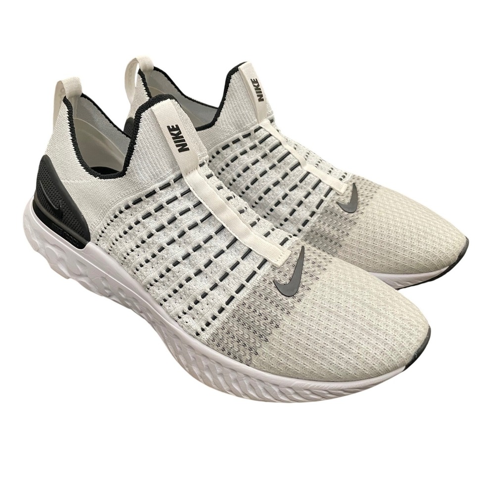 Nike React Phantom Run Flyknit 2 Running Shoes Mens 13 White Black CJ0277-100